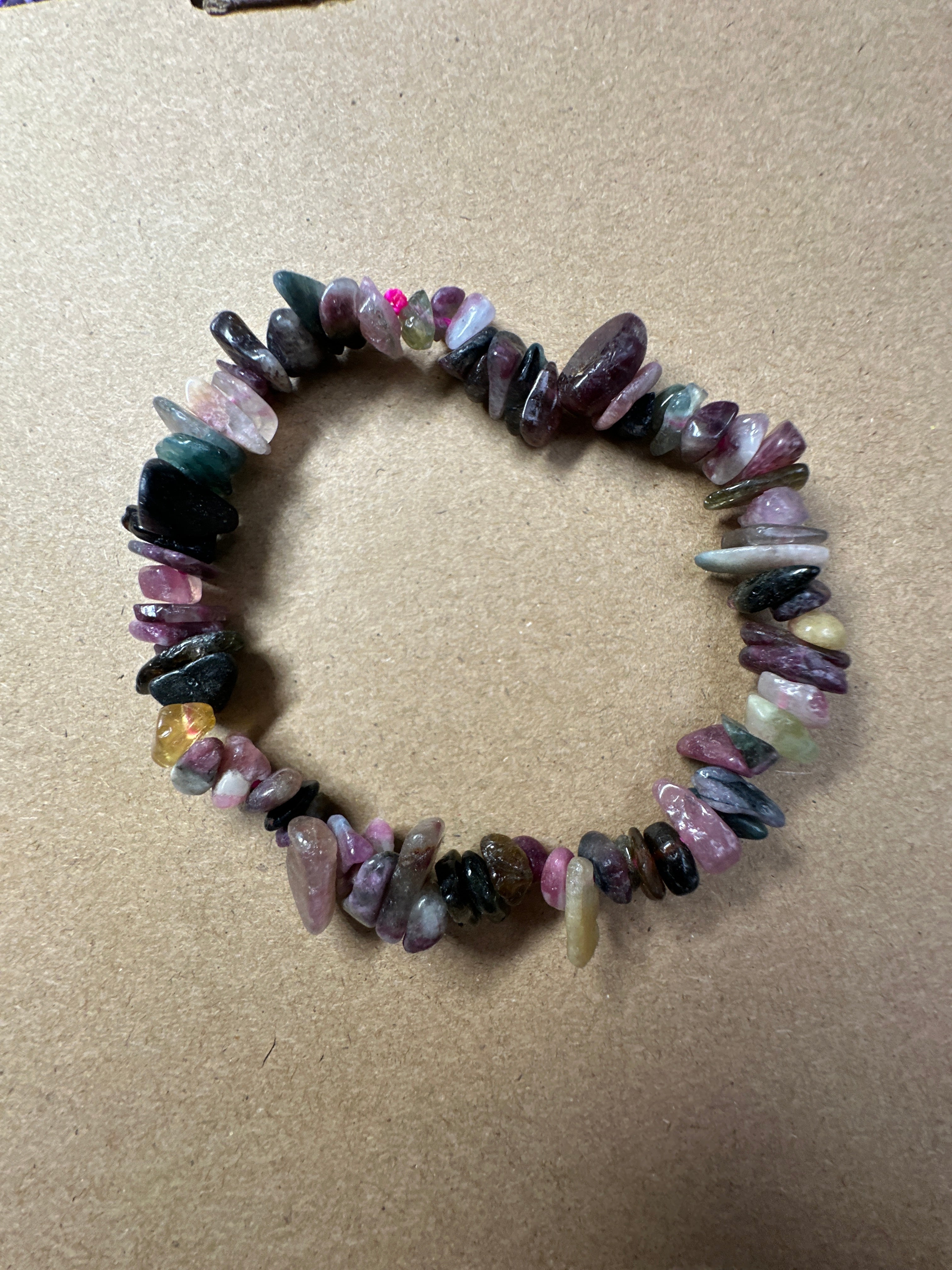 Watermelon Tourmaline Chip Bracelet
