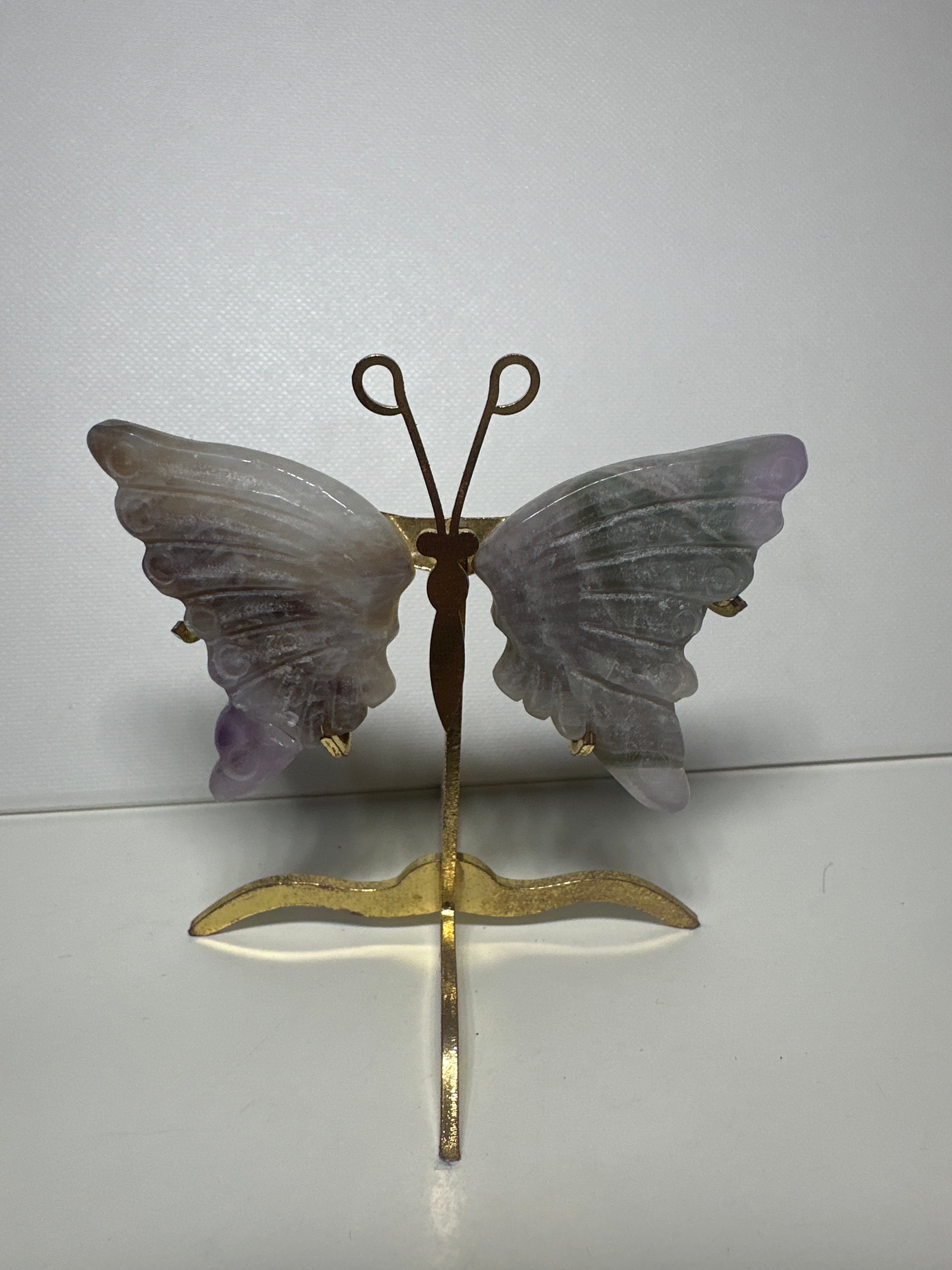 Amethyst Small Butterfly Wings Carving with Stand