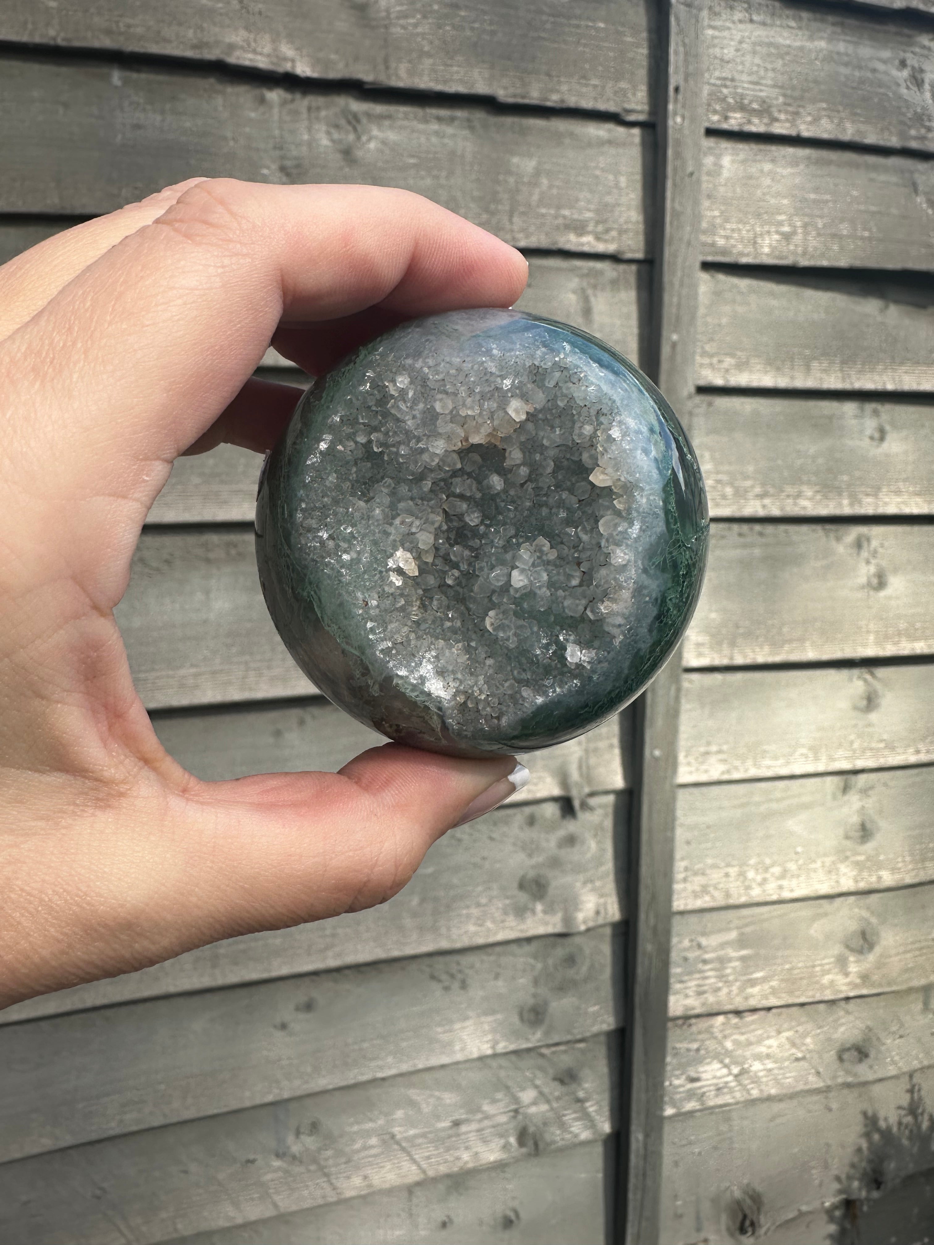 Moss Agate Druzy Sphere