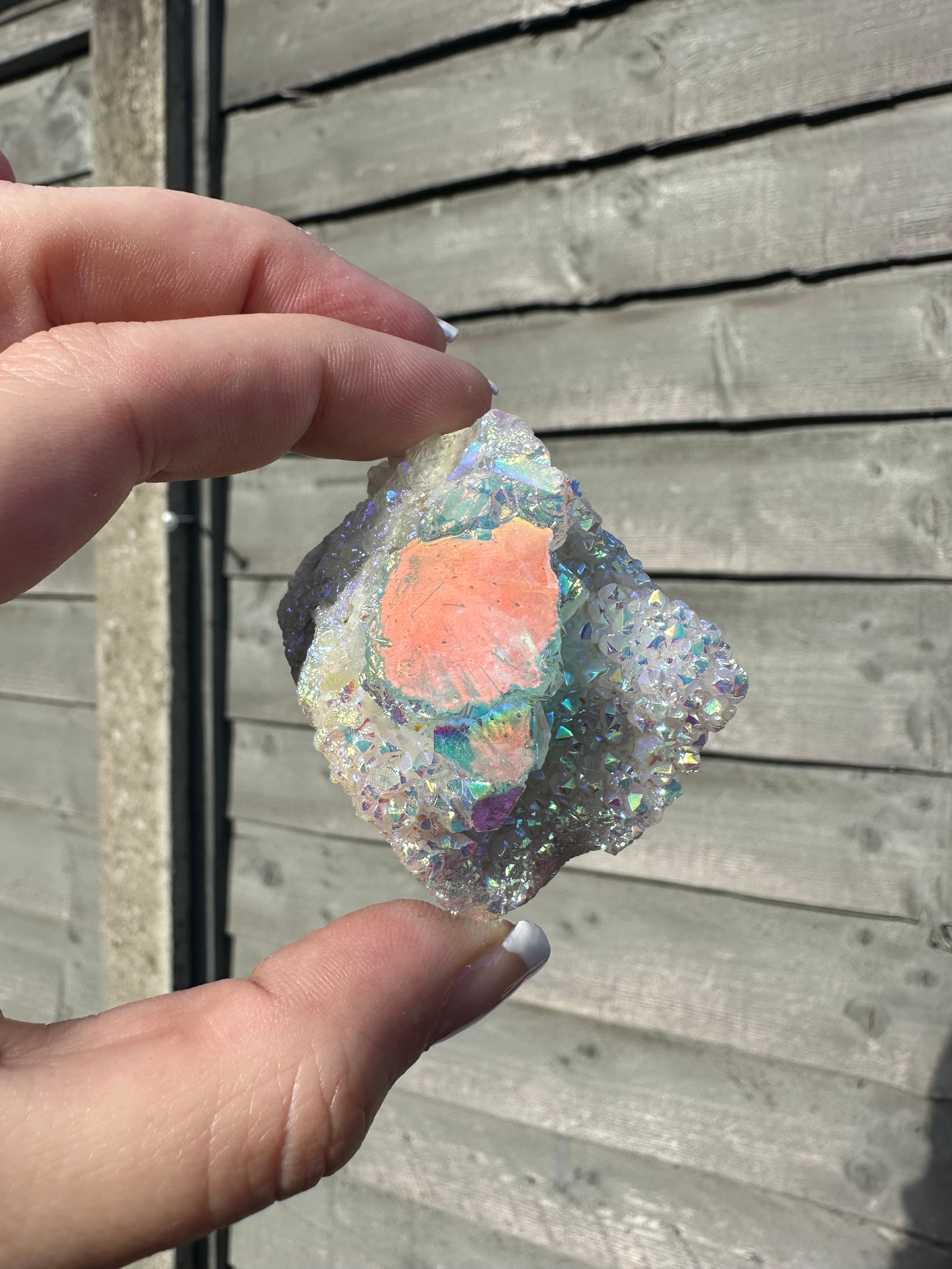 Aura Coated Quartz with Fluorite