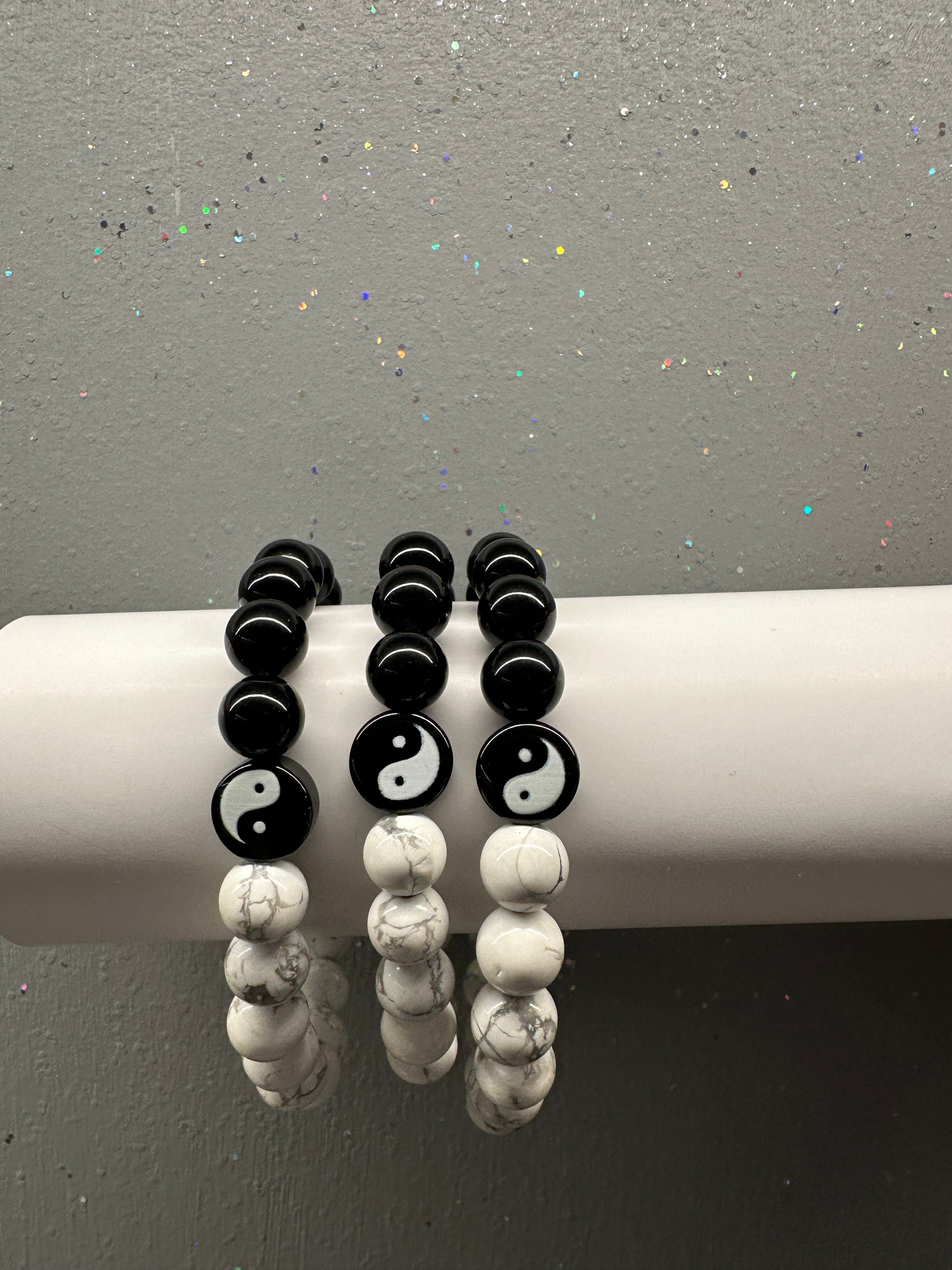 Howlite & Obsidian Beaded Bracelets- Style 2