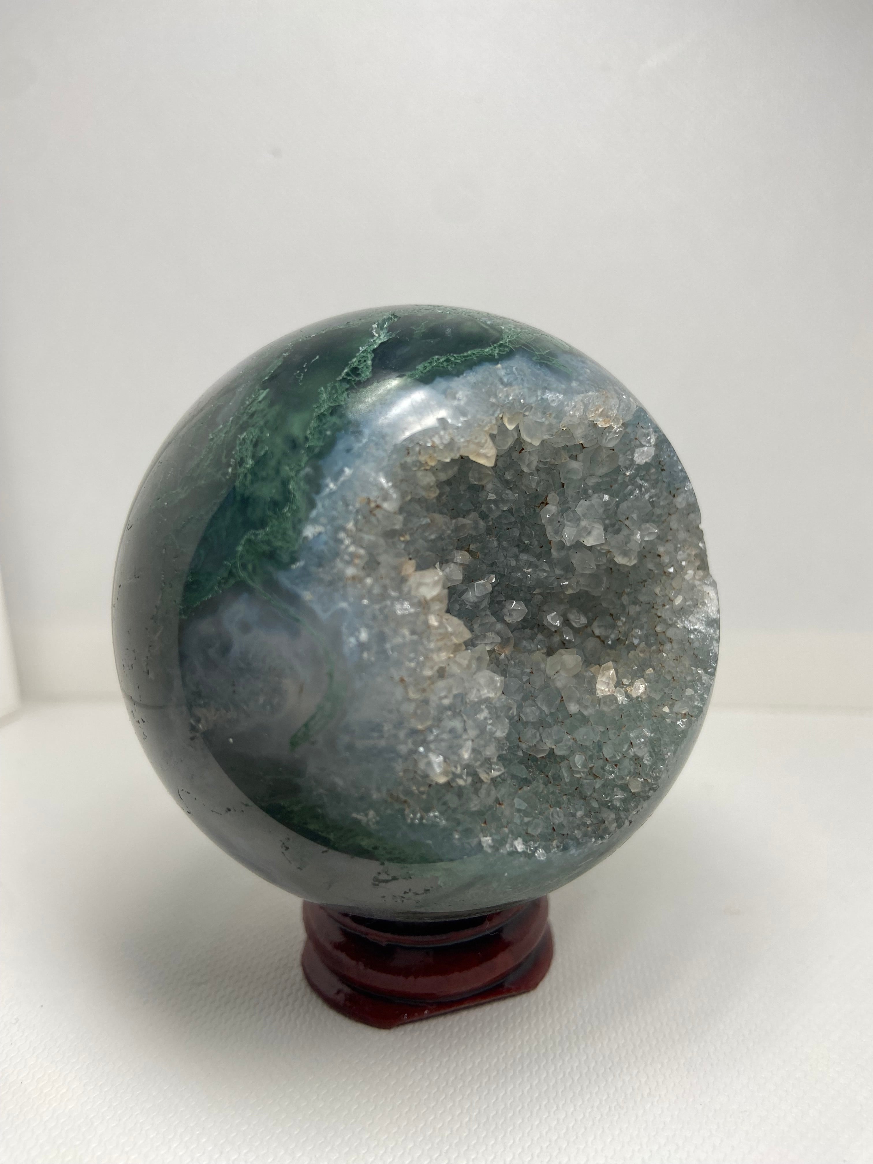 Moss Agate Druzy Sphere