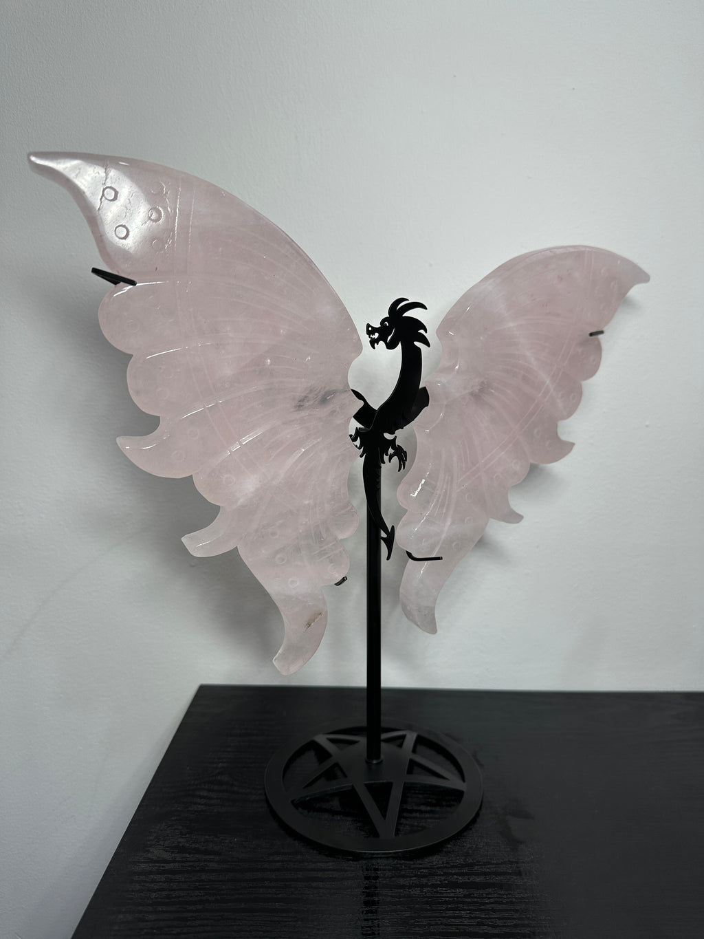 Large Rose Quartz Wings With removable dragon