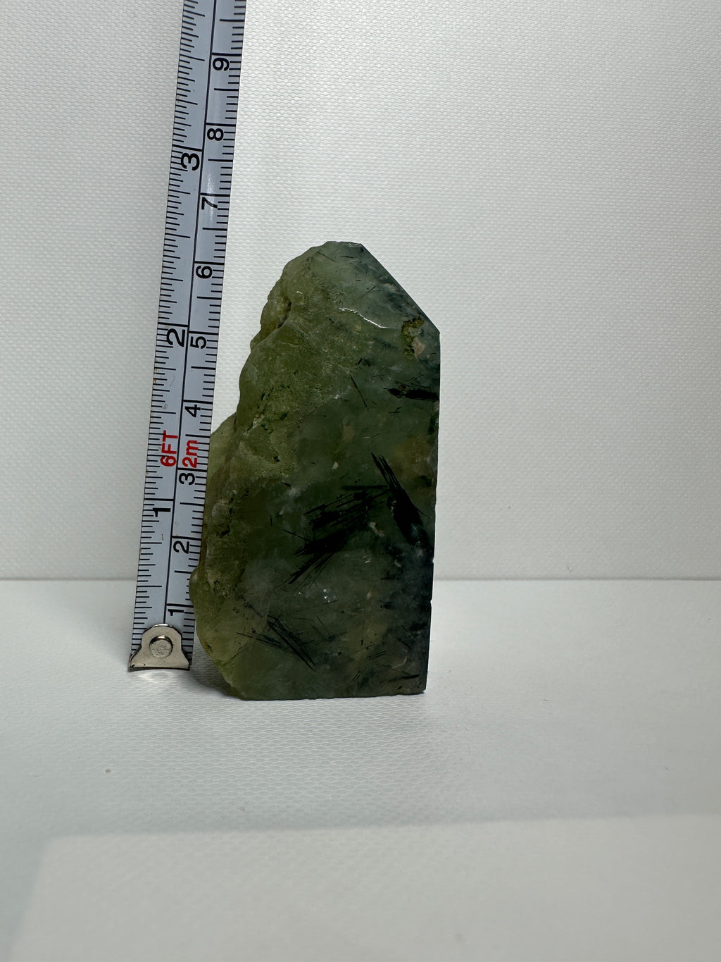Prehnite Half Polish Half Raw Point