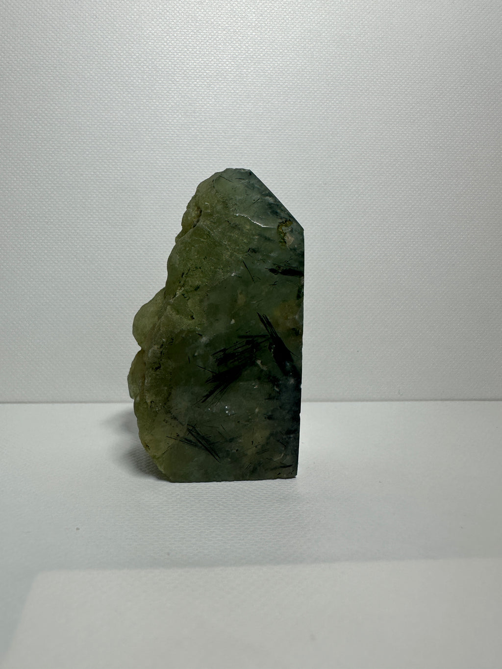 Prehnite Half Polish Half Raw Point