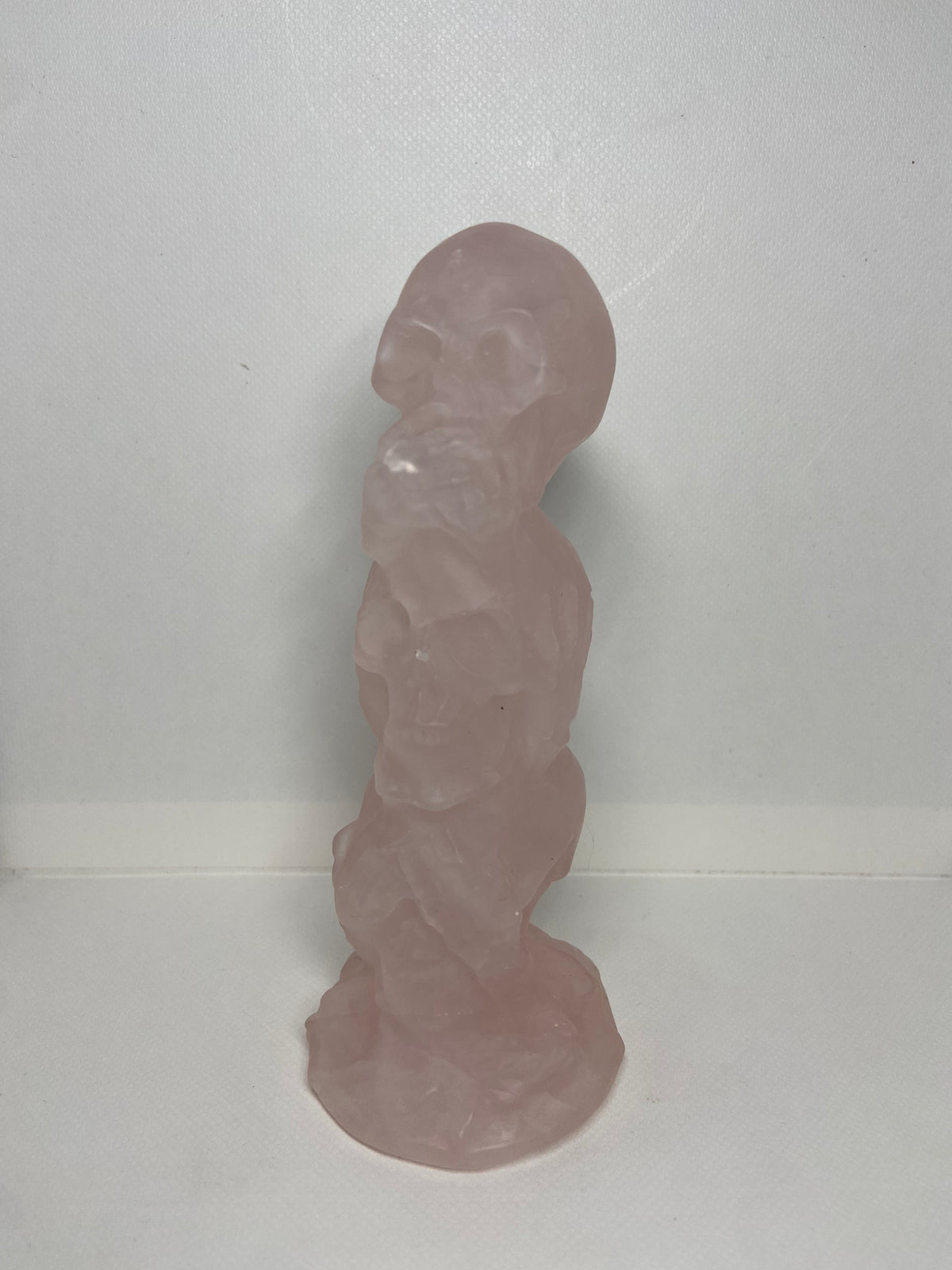 Rose Quartz Hear No Evil See No Evil Speak No Evil Skull Carving