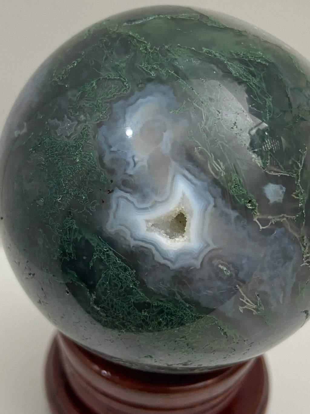 Moss Agate Druzy Sphere