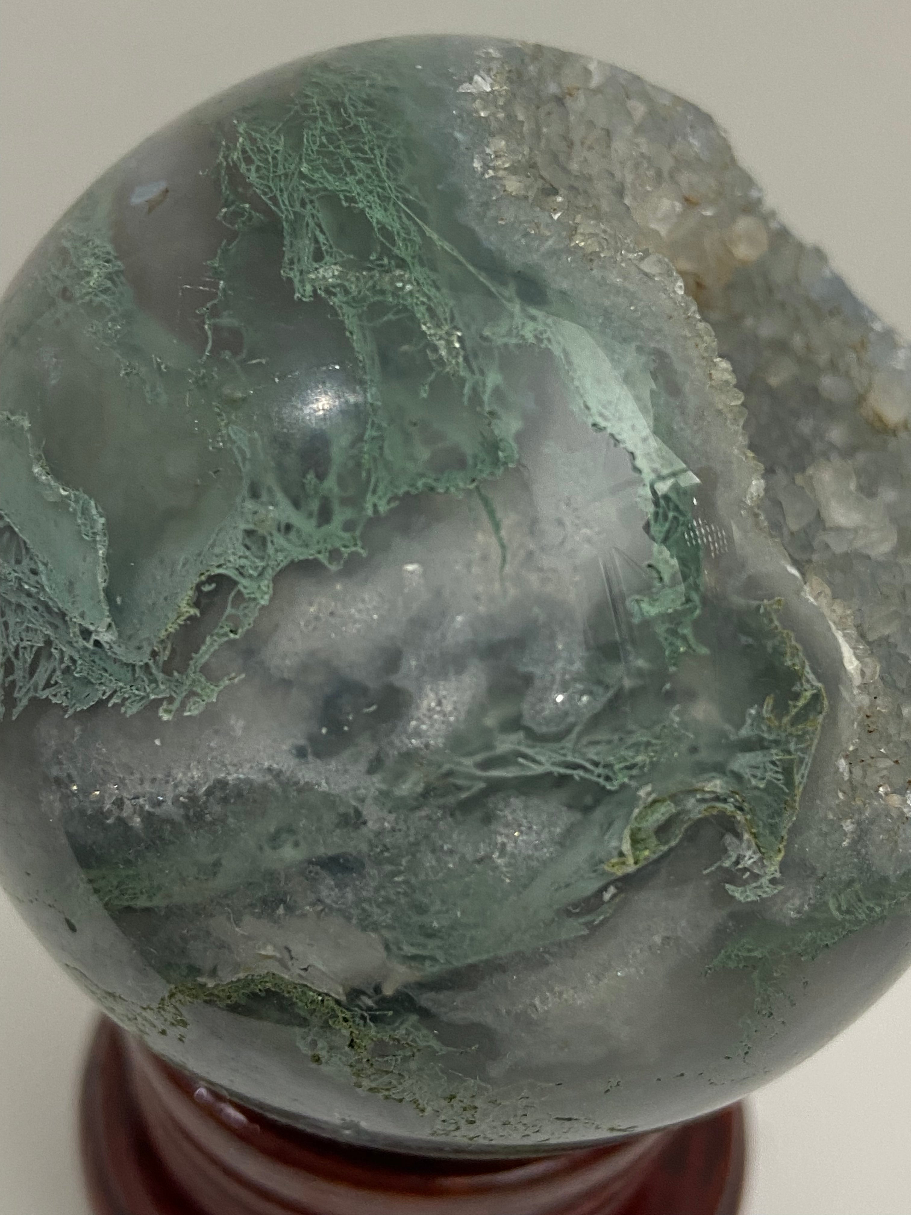 Moss Agate Druzy Sphere