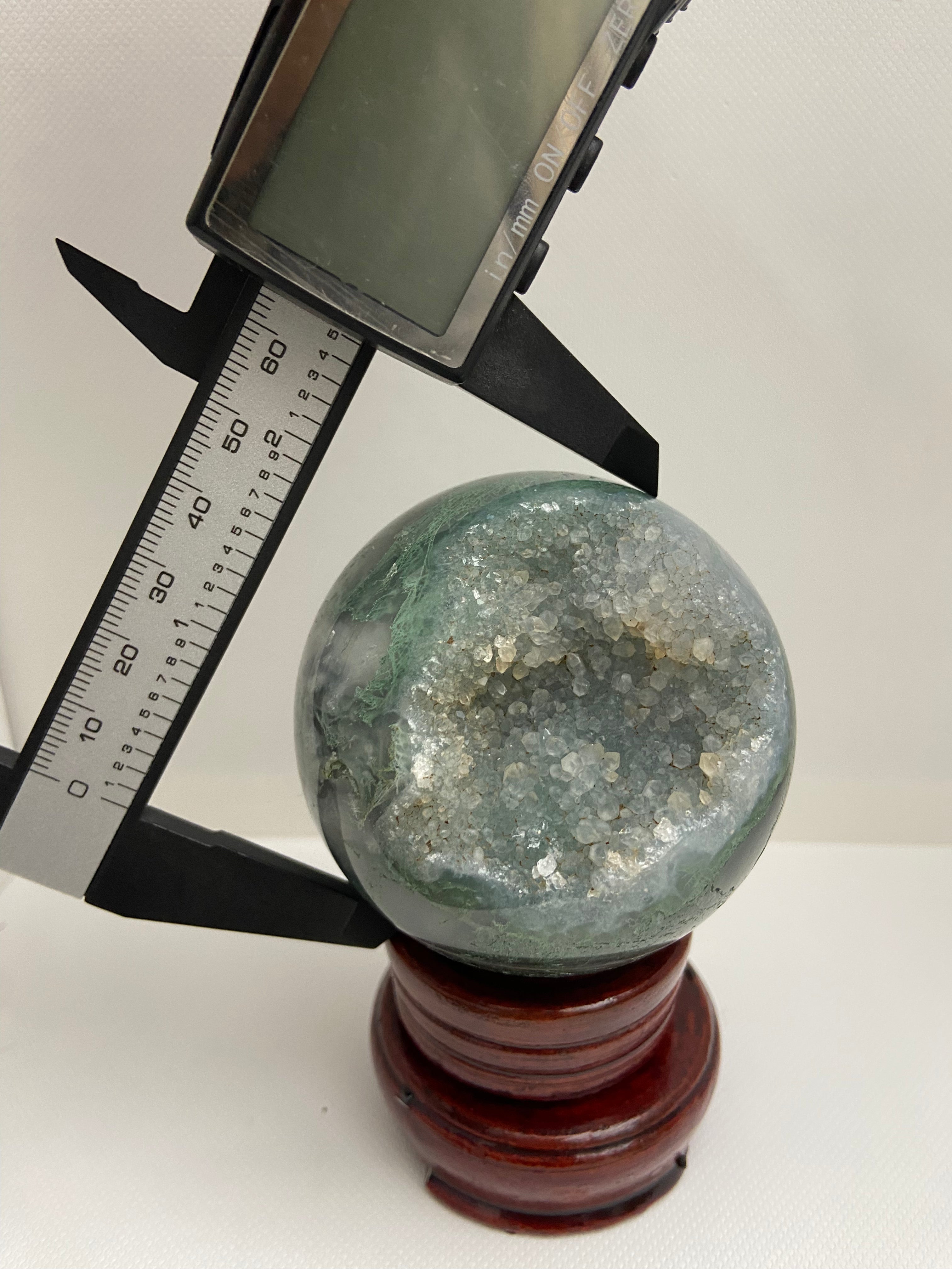 Moss Agate Druzy Sphere