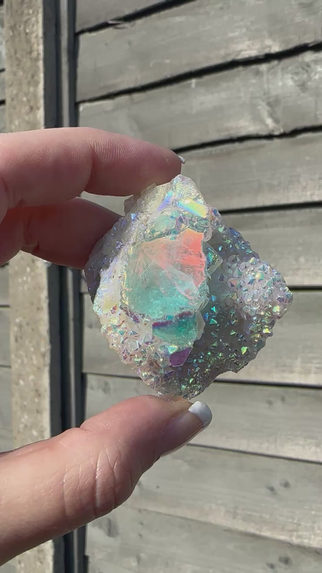 Aura Coated Quartz with Fluorite