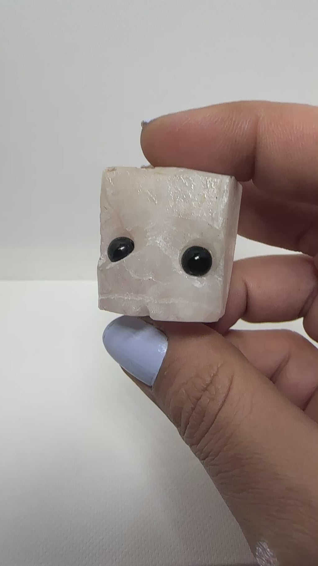 Rose Quartz Pet Rock Face